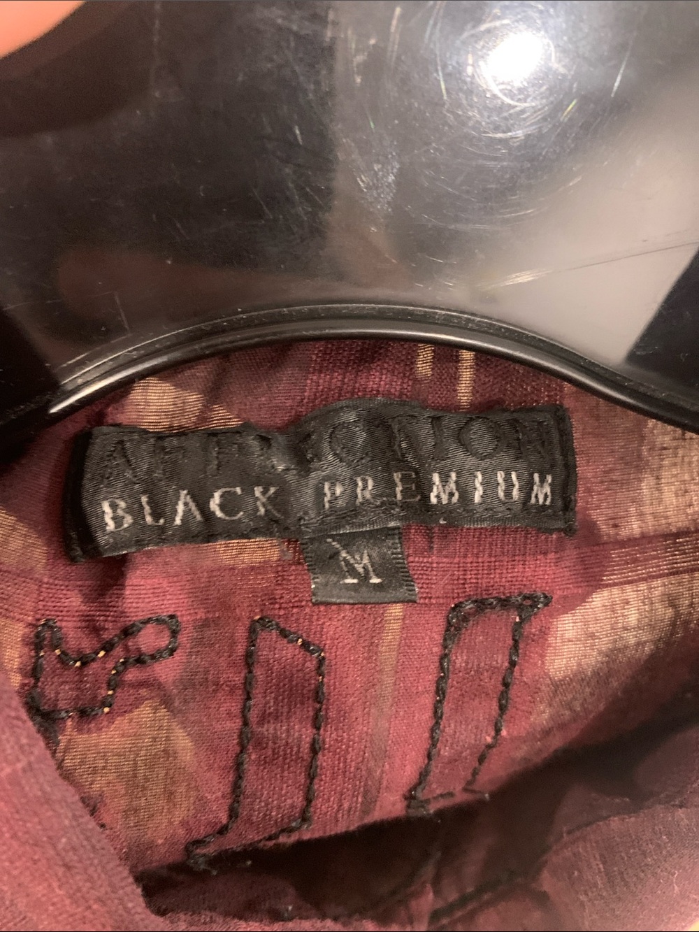 Affliction Men's Burgundy Plaid Button-Down Shirt with Graphic Back - Picture 6 of 6